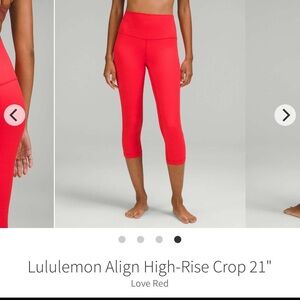 Lululemon Red High-Rise Crop Leggings